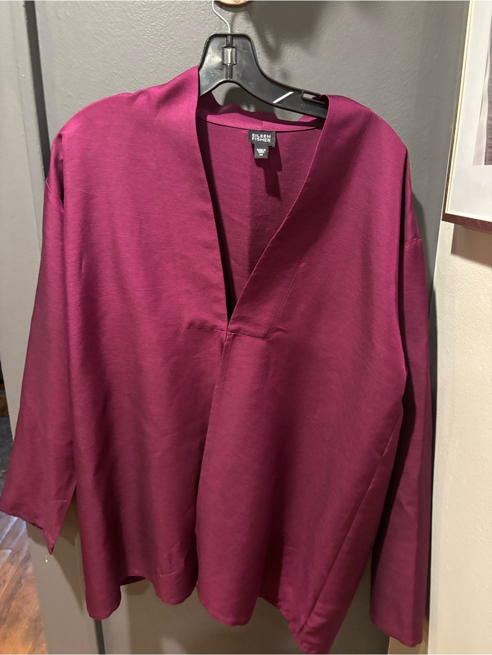 Eileen Fisher Plum V-Neck Long-Sleeve Tunic